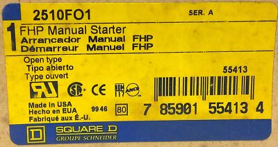 Square D 2510FO1 277 V AC 16 A Open Type Motor Starting Switch