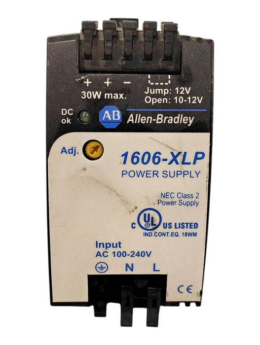 Allen-Bradley 1606-XLP30B 100-240VAC 30 W PLC Power Supply w/ 10-12VDC Output