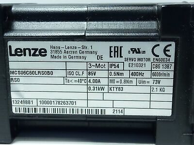 Lenze MCS-06C60LRS0B0 85 V 4 A 6000 RPM Servo Motor