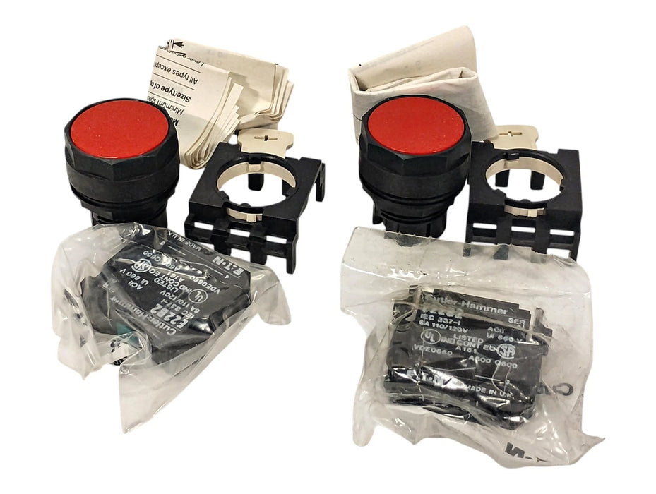 Cutler-Hammer E22PB2 600 V AC/DC 10 A Red 25 mm Flush Head Momentary Pushbutton