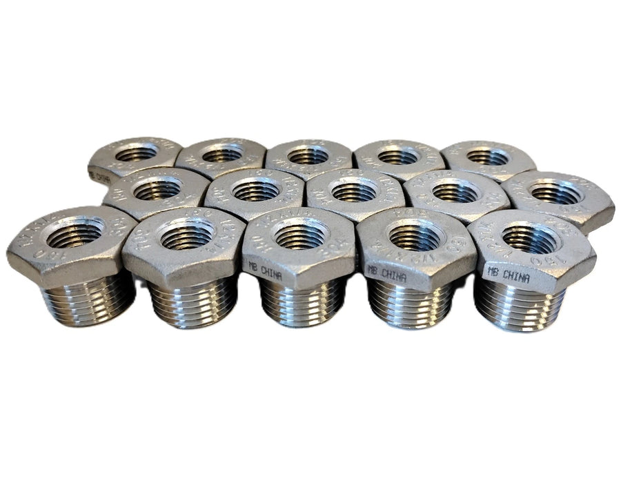 Merit Brass K414-0804 1/2" x 1/4" MNPT x FNPT Hex Head Pipe Bushing - Lot of 15