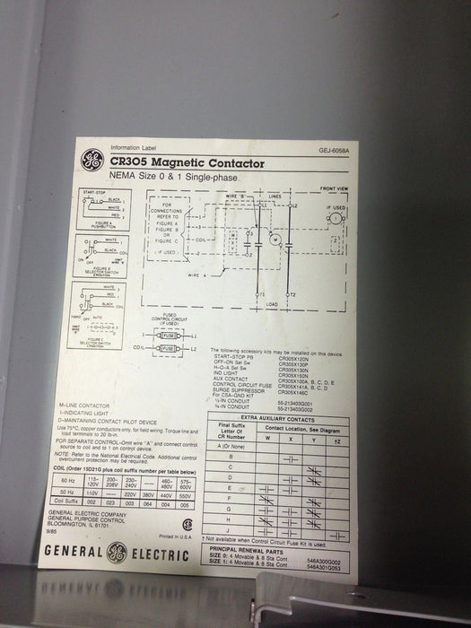 GE / Ge CR305J103 Magnetic Contactor