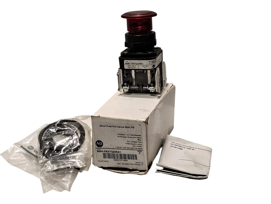 Allen-Bradley 800H-FRXTQ24RA1 Ser F Full Voltage 10 A Illuminated Red Pushbutton