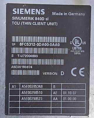 Siemens 6FC5203-0AF08-0AB0 Operator Panel w/ Thin Client Unit 6FC5312-0DA00-0AA0