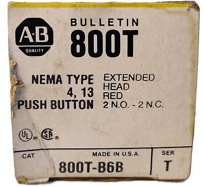 Allen-Bradley 800T-B6B 2 NO / 2 NC Red Extended Momentary Push Button