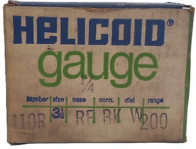 HELICOID Gauge 410R-3-1/2-RF-BK-W-200 3-1/2 in 0-200 psi Pressure Gauge