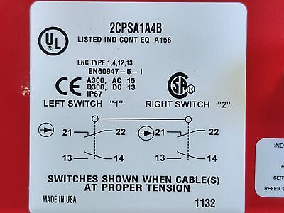 Honeywell 2CPSA1A4B Emergency Stop Cable Pull Safety Switch