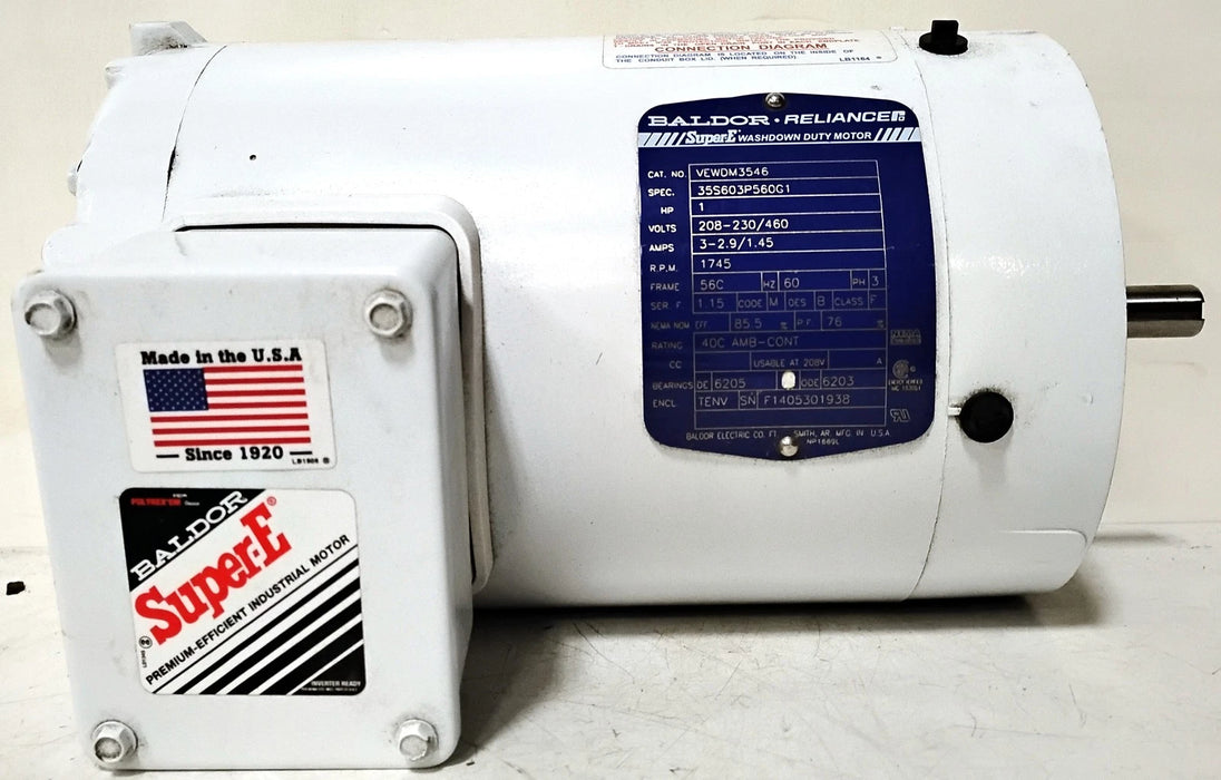 Baldor VEWDM3546 230/460 V AC 1770 RPM 1 HP Wash Down Motor