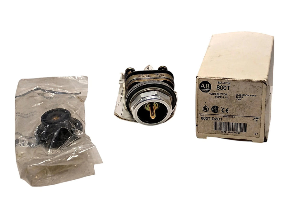 Allen-Bradley 800T-D2D1 Series T 30.5 MM Pushbutton w/ Mushroom Black Head