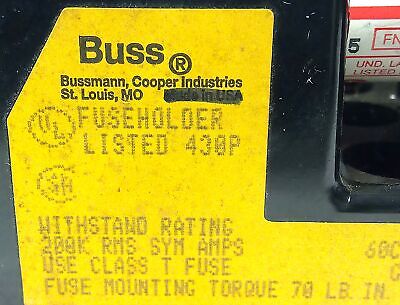 Bussmann T60100-3C 600 V 100 A 3 Pole Fuse Holder w/ 3 JJS-70 600 V 70 A Fuses