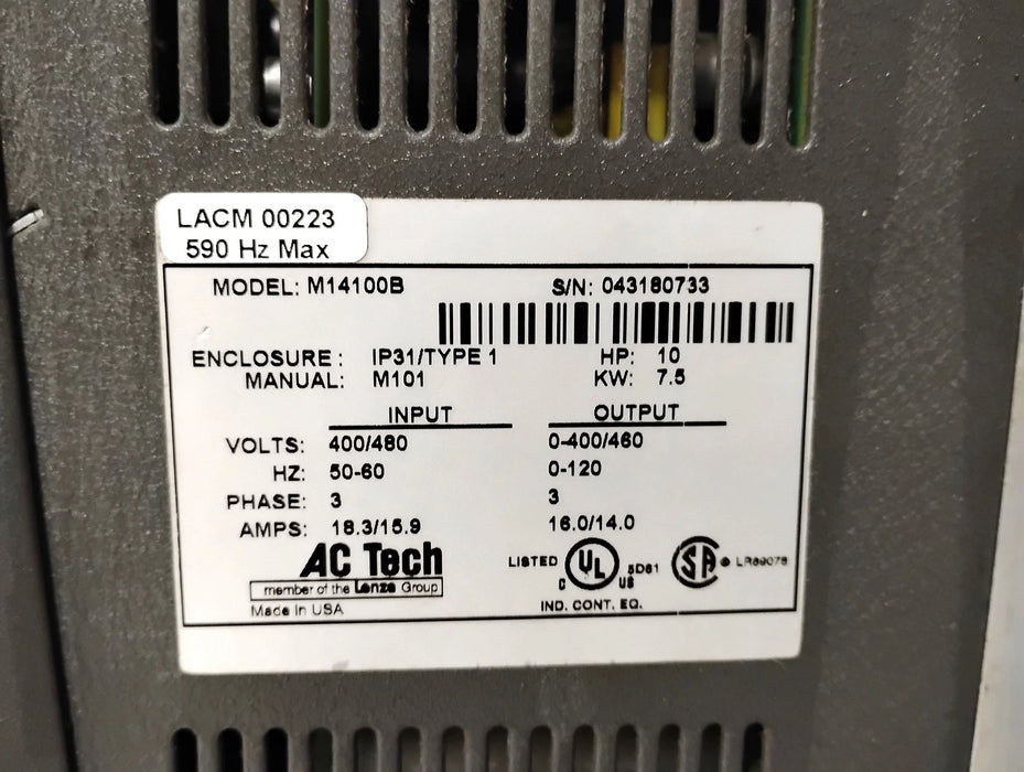 Lenze AC Tech M14100B 400/480 V 10 HP 7.5 kW MC Series Intelligent Drive