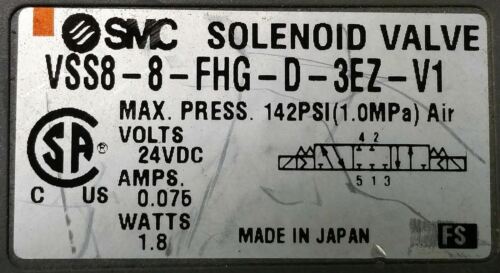 SMC VSS8-8-FHG-D-3EZ-V1 Solenoid Valve