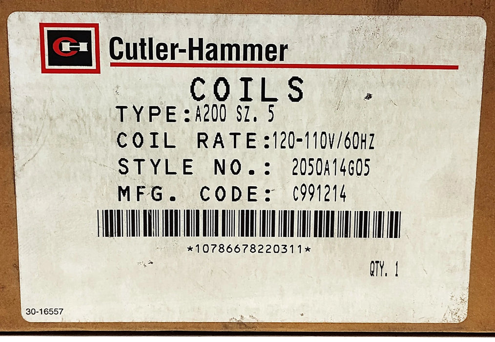 2050A14G05 110/120 V AC NEMA Size 5 Coil for A200 Contactors