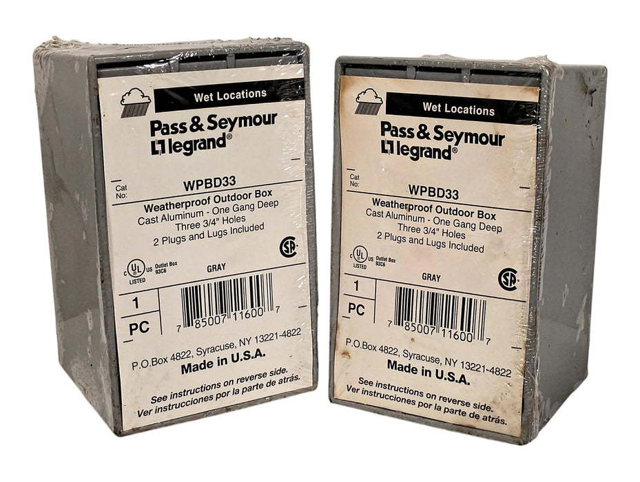 Pass Seymour WPBD33 Aluminum Weatherproof Electrical Box w/ Three 3/4 in Holes