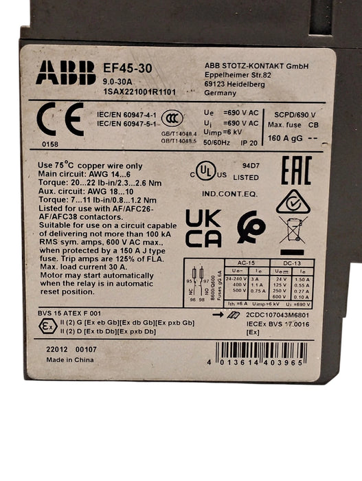ABB EF45-30 690 V 9-30 A Electronic Overload Relay