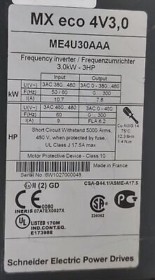 Schneider Electric ME4U30AAA MX ECO 4V3,0 3.0 kW 3 HP Frequency Inverter