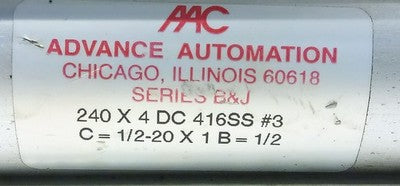 Advance Automation 240 X 4 DC 416SS #3 Stainless Steel Pneumatic Cylinder