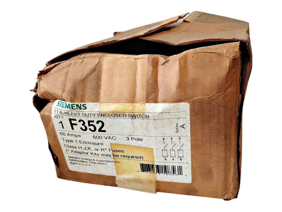 Siemens F352 60 A 600 V AC 3 P Type 1 Enclosed I-T-E Heavy Duty Safety Switch