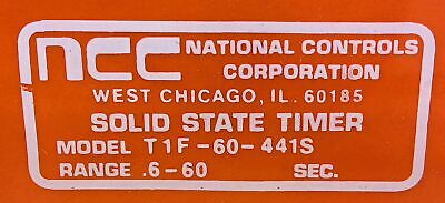 NCC T1F-60-441S 120/240 VAC 10 A Solid State Time-Delay Relay w/ .6-60 Sec Range