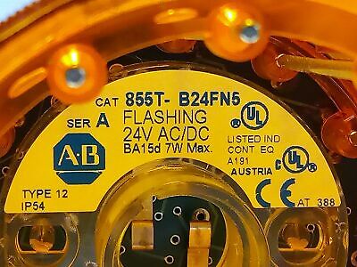 Allen-Bradley 855T-B24FN5 24 V AC/DC Amber Flashing Stacklight No Bulb