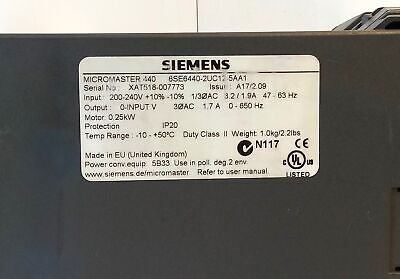 Siemens 6SE6440-2UC12-5AA1 MICROMASTER 440 AC Drive