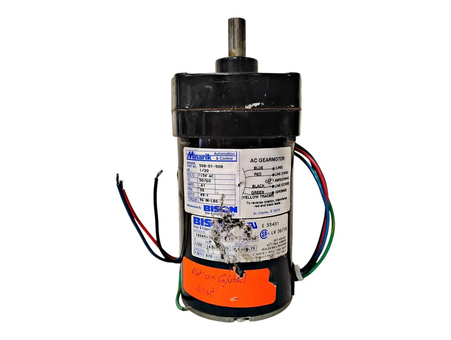 Minarik 508-01-508 115 V AC 33 RPM 49:1 Ratio 96 in-lbs AC Gearmotor