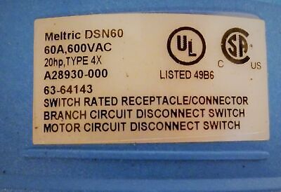 Meltric 63-64143 60A 600 VAC Receptacle
