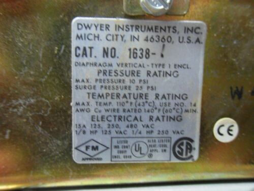 1 DWYER 1638-1 PRESSURE SWITCH
