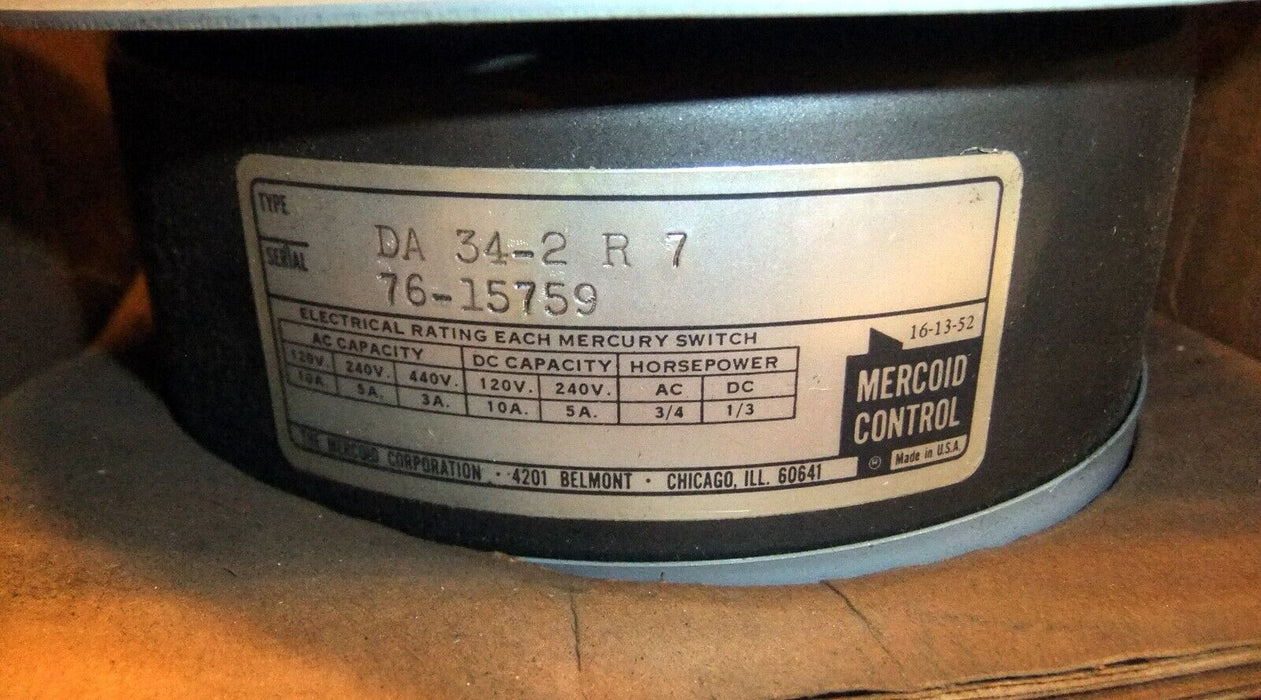 Mercoid Control Da 34-2 R 7 Pressure Control