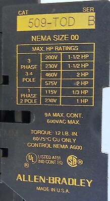 Allen-Bradley 509-TOD NEMA Size 00 Full Voltage Starter
