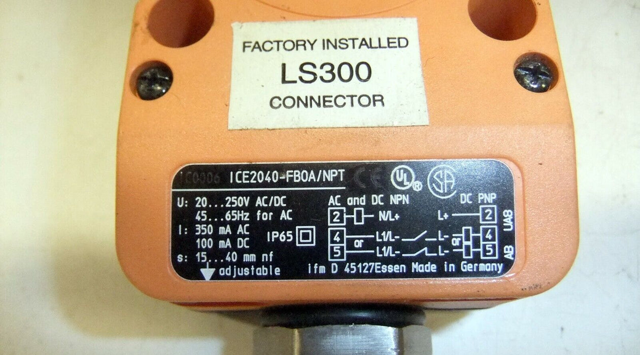 IFM EfectorInductive Sensor ICE2040-FBOA/LS300L