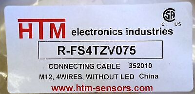 HTM Electronics R-FS4TZ-V075 4-Wire Female M12 PLC Cables