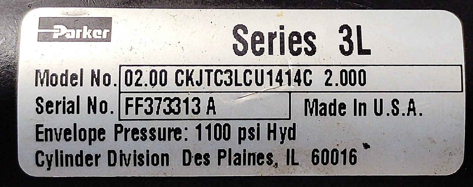 Parker 02.00-CKJTC3LCU1414C-2.000 Series 3L Hydraulic Cylinder