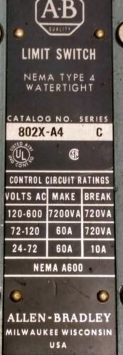 Allen-Bradley 802X-A4 Rotary Gear Limit Switch