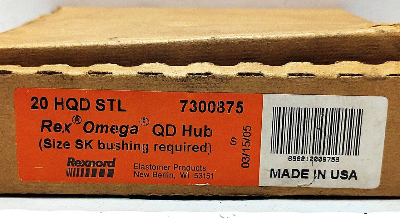 Rexnord 7300875 20 HQD STL Rex Omega QD Hub