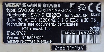 VEGA SWING81AEX0.ANAVXPZX SWING81A EX.U Z-65.11-154 Liquid Level Switch