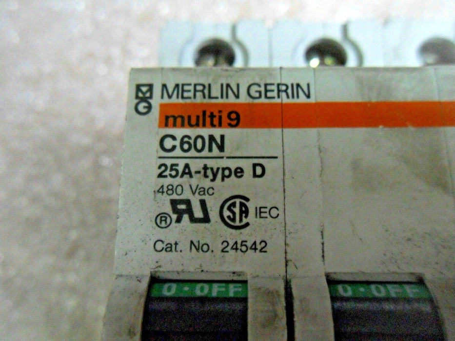 Merlin Gerin 24542 25A 480VAC Type D Circuit Breaker