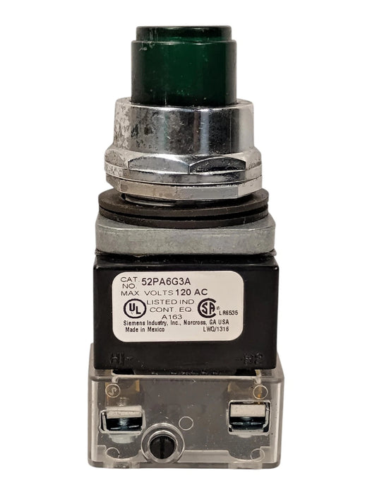Siemens 52PA6G3A 120 V AC Transformer Type Momentary Illuminated Pushbutton