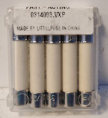 Littelfuse 314003P 250 V AC 3 A Fast Acting Ceramic Fuses - Lot of 15