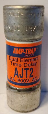Ferraz Shawmut AJT2 600 V AC / 500 V DC 2 A Amp-Trap Time-Delay Fuse - Lot of 2