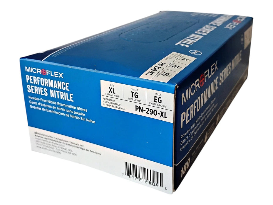 Ansell Microflex PN-290-XL X-Large Powder-Free Performance Series Nitrile Gloves