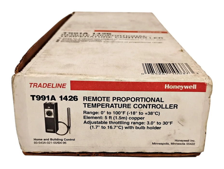 Honeywell T991A 1426 0-100 Deg F 24-30 V AC Remote Bulb Temperature Controller