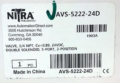 AutomationDirect AVS-5222-24D 24 V DC 5-Port 2-Pos NITRA Double Solenoid Valve