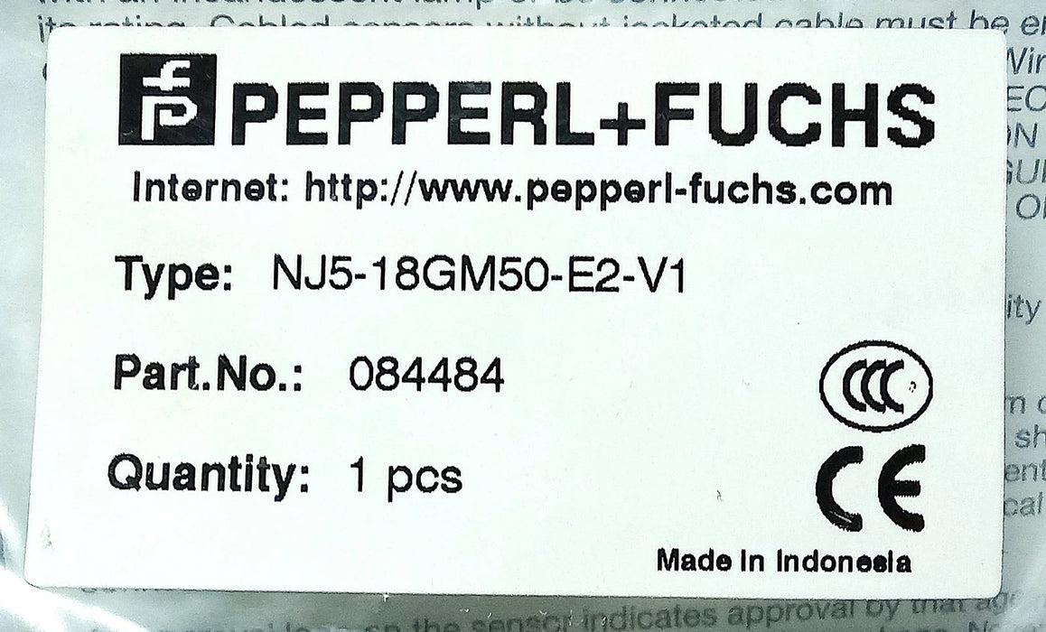 Pepperl Fuchs NJ5-18GM50-E2-V1 084484 10-60 V DC Inductive Proximity Sensor