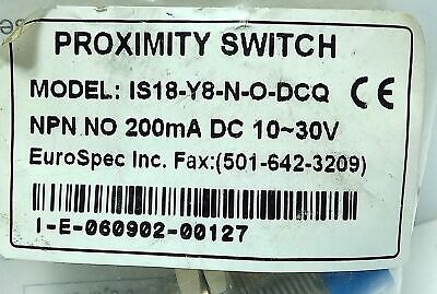 EuroSpec IS18-Y8-N-O-DCQ 10-30 V DC Proximity Sensor