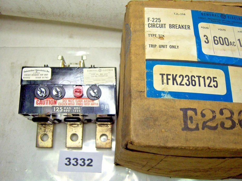 GE Trip Unit TFK36T125 3P 600VAC 125A