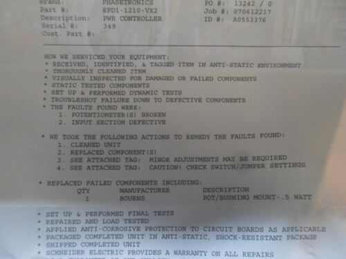 PHASETRONICS EPD1-1210-VX2 DC DRIVE