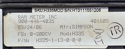 Simpson H335-1-13-0-0-0 H335113000 Panel Meter