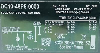 Watlow DC10-48P5-0000 DIN-A-MITE® 480 V AC Solid State Controlled Rectifier