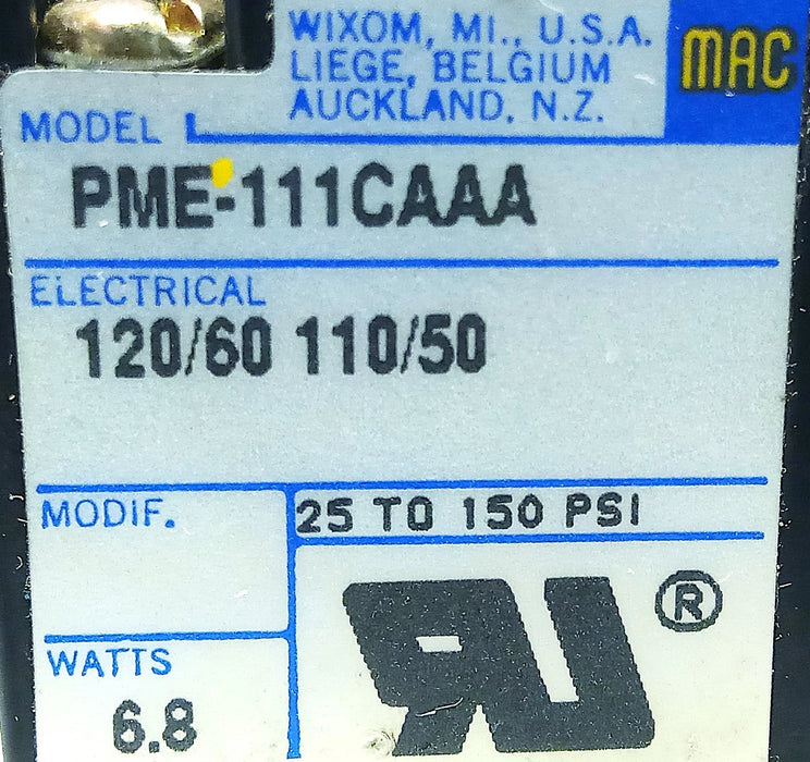 MAC Valves PME-111CAAA 25-150 psi Pneumatic Solenoid Valve w/ 110/120 V AC Coil
